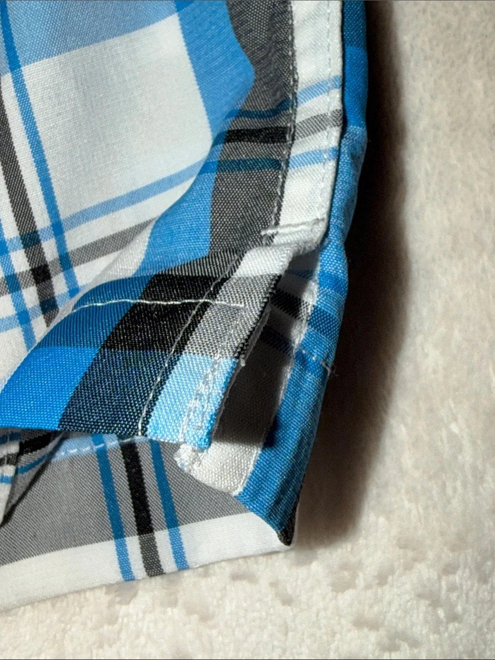 Tony Hawk Boys Plaid Short Sleeve Button Down Shirt Blue White Black Sz M 10/12